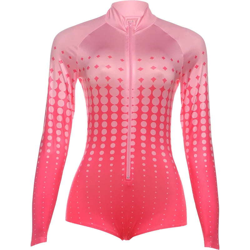 Zip Gradient Dot Turtleneck Romper — Women's Clubwear
