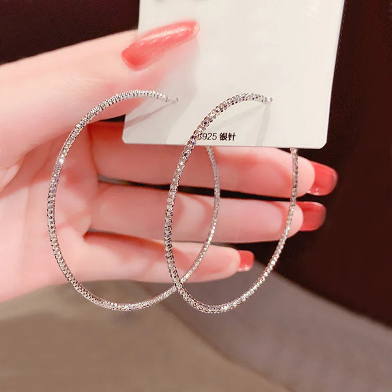 Geometric Large Circle Hoop Earrings For Women Statement Gold Color Ear Ring Fashion Jewelry Accessories Nightclub DJ Boho