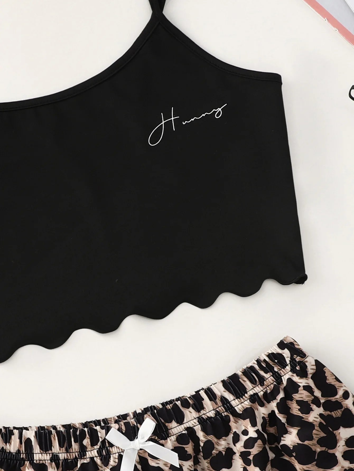 New Women's Pajamas Set Sexy Lingerie Leopard Print Sling Sleepwear V-Neck Sleeveless Top and Shorts Sets Pyjamas Homewear Hot