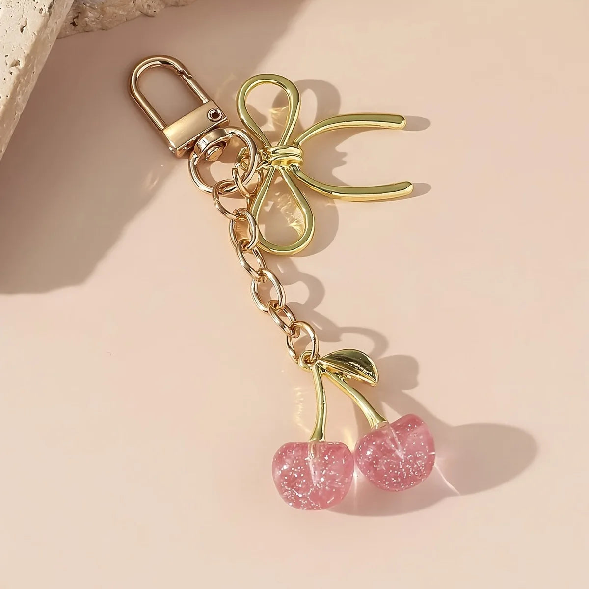Classic Red Cherry Bow Pendant Keychain for Women Bag Decoration Car Key Chain Fashion Key Rings Party Gift Keychain Accessories