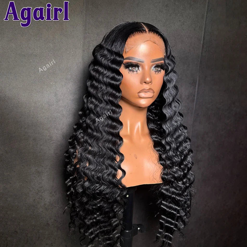 12A Dark Purple 200% Loose Deep Wave 13x6 Lace Frontal Human Hair Wigs Peruvian 5x5 Lace Closure Wigs Pre Plucked With Baby Hair