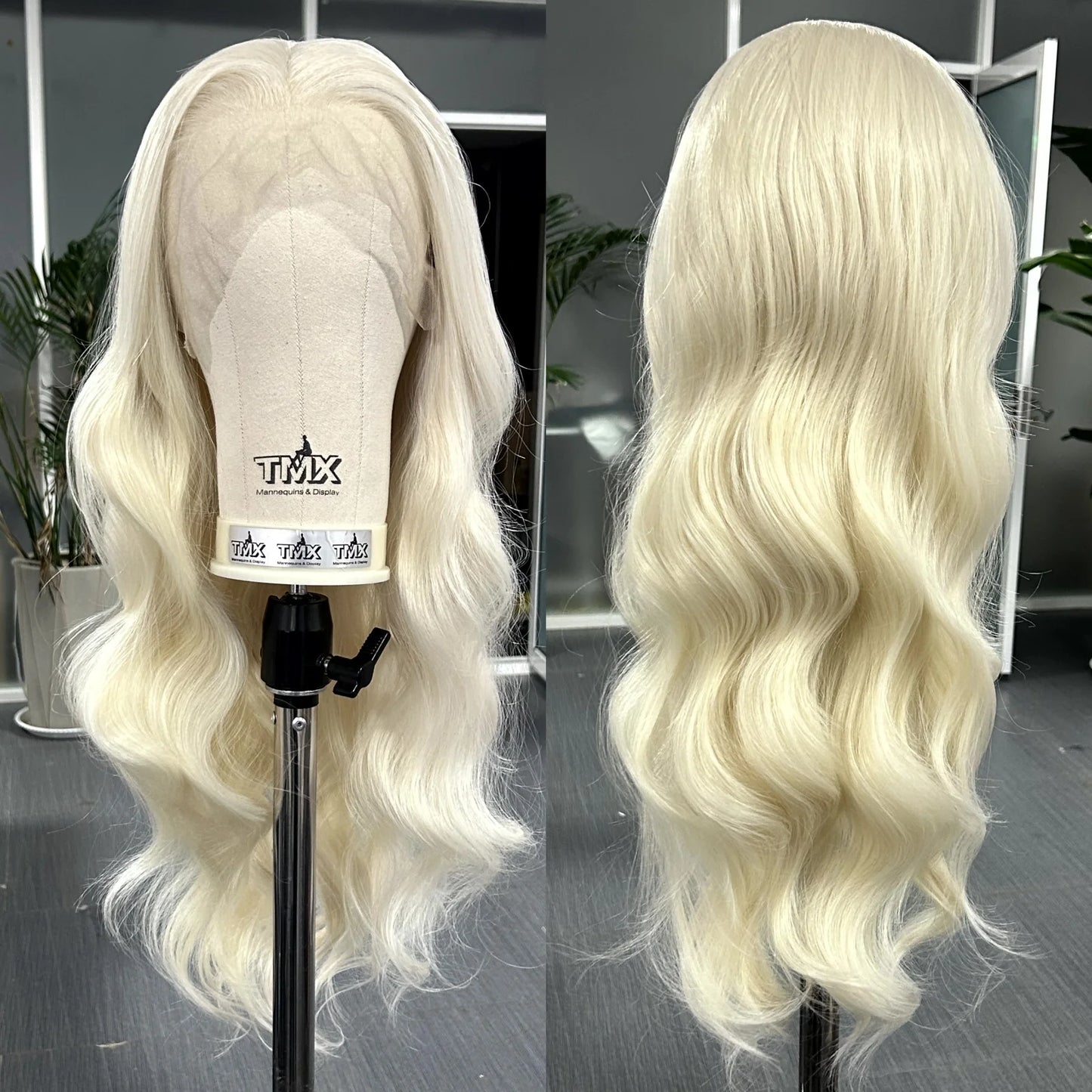 Platinum Blonde Long Wavy Synthetic Wig Free Part Loose Wave Natural Curly 13X4 Lace Front Wigs for Women Daily Party Cosplay