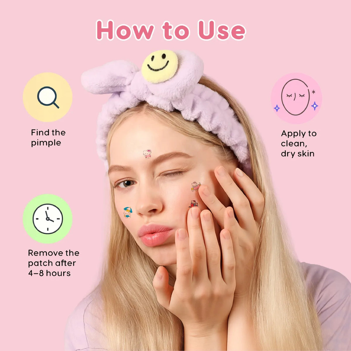 20/100PCS Hello Kitty Face Patches for Pimples, Hydrogel Blemish Stickers