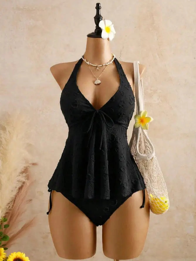 Sexy Front Tie Bikini Set 2026 Pink White V Neck Tank Top Tie Side Thong Swimsuit Summer Bathing Suit Holiday Two Piece Swimwear