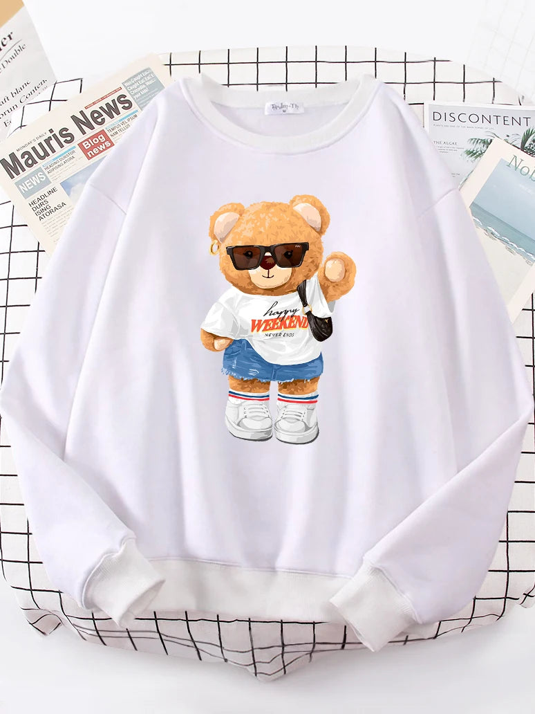 A Young Teday Bear Girl Full Of Vitality Cute Hoodie Women Street Fleece Hoody Hipster Loose Sweatshirt hip hop Oversized Tops