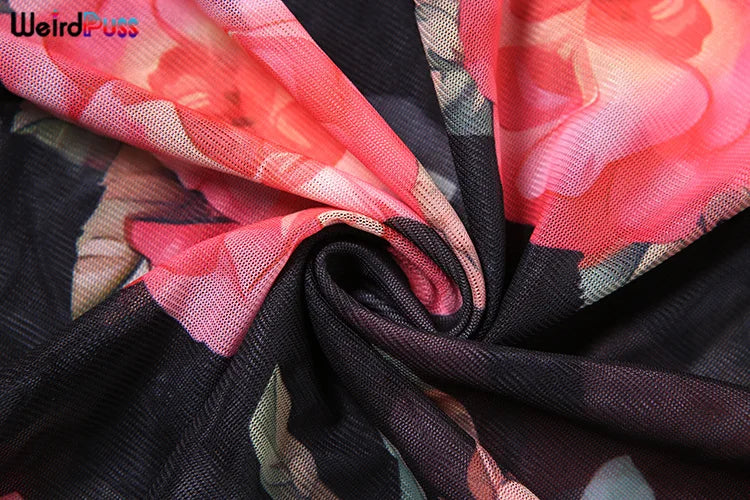 Weird Puss Summer Sheer Women 2Piece Set Side Split Slim Long Skirt+V Neck Camisole Ladies Sexy Vacation Party Matching Suits