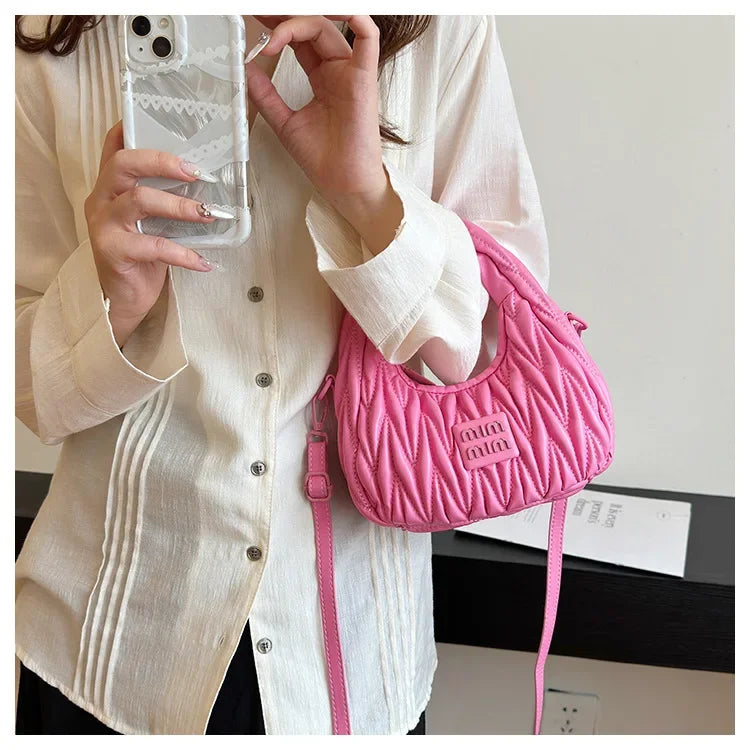 2025 New! Women's Niche Pleated Dumpling Bag – Mini Portable, Summer Trendy, Lightweight Fabric & Easy-Carry Messenger