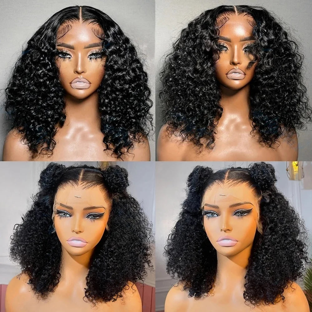 Wear Go 13x4 13x6 Water Wave Bob Lace Wig For Women Curly 7x5 Glueless Human Hair Wig Ready To Go Human Hair Wigs Pre Cut 250%