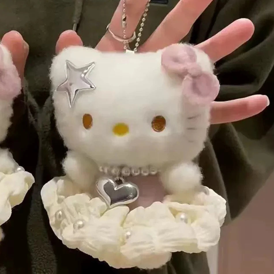 # Sanrio Hello Kitty Peripheral Doll Keychain Cute Fashion Sunglasses Kt Cat Keyring Backpack Plush Toy key chain Birthday Gifts