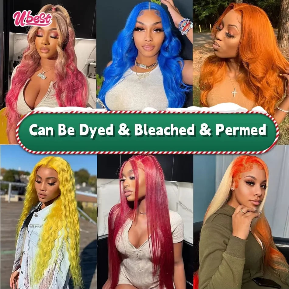 Ubest Ombre Pink Colored Body Wave 13x6 Lace Front Wigs Brazilian 100％ Human Hair Transparent Glueless Wig Pre Plucked For Women