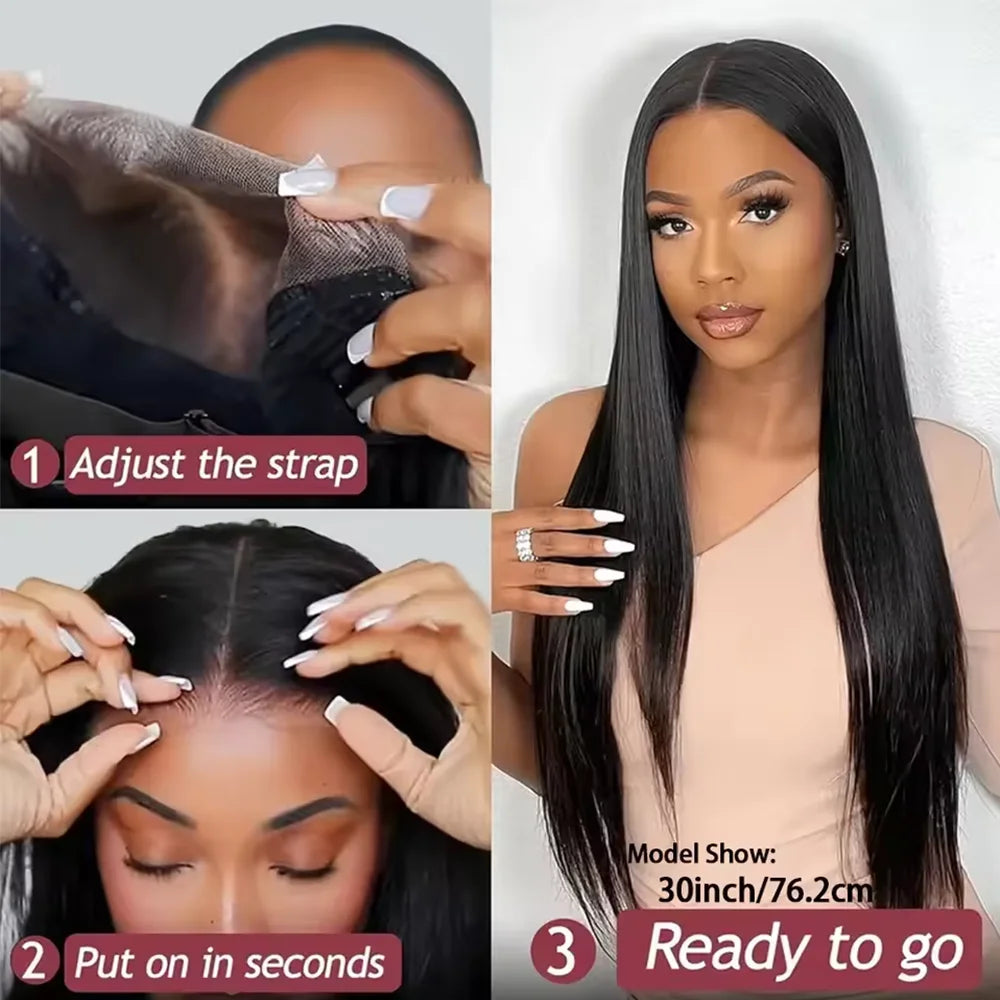 16-42 Inches 5x5 Lace Closure Wigs Bone Straight Wig 13x4 13x6 Transparent Lace Frontal WigBrazilian Human Hair Wear And Go Ready To Wear PrePlucked Natural Hairline
