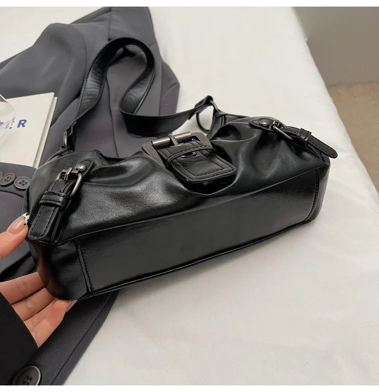 Y2K Retro Pleated Hobo Shoulder Bag for Women Hot Selling Maillard Style Underarm Bag Clutch Handbags for Travel Work Shopping