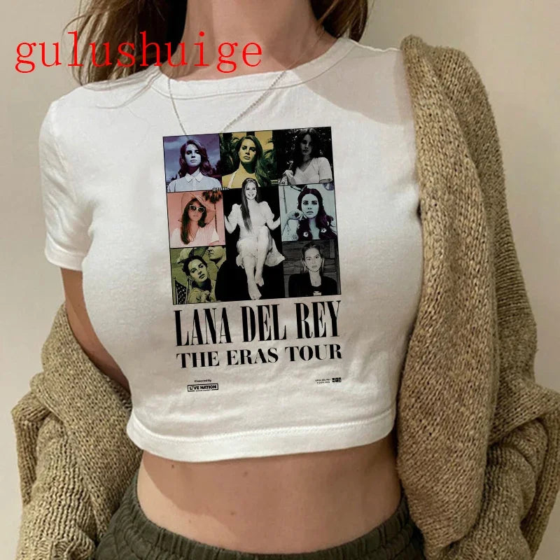 Crop Top Lana Del Rey Ldr Sailing Graphics T Shirt Cropped Harajuku Women Vintage Short-Sleeve T-Shirt Streetwear Female Tshirt