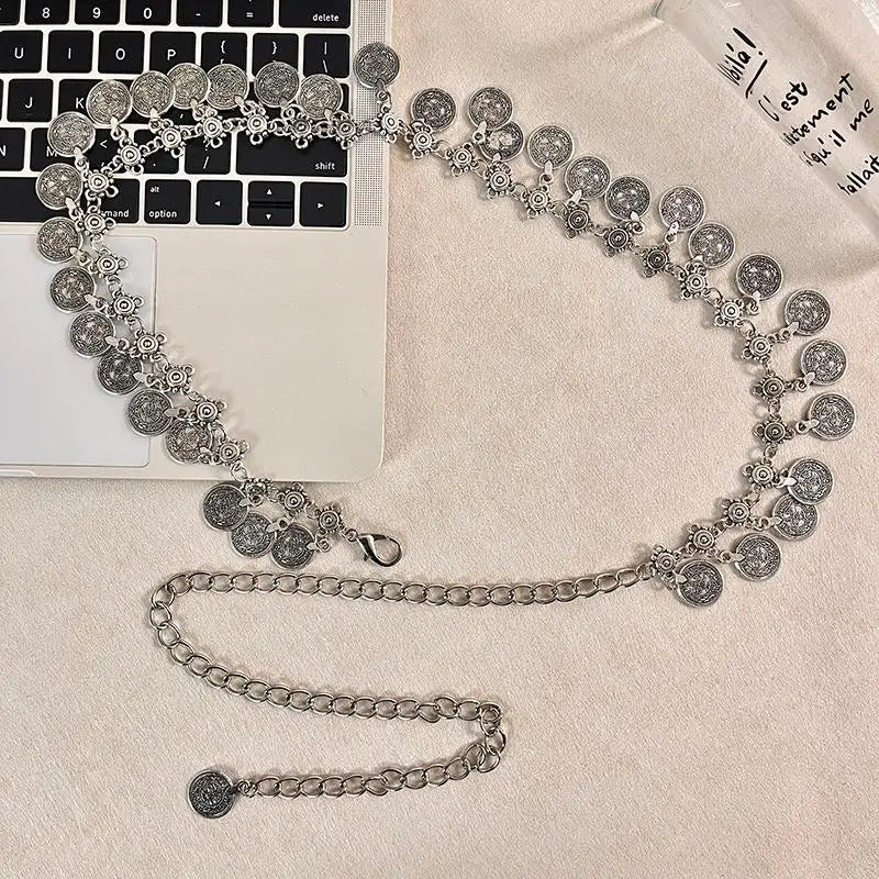 Metal Tassel Waist Chain Vintage Silver Bohemian Style Waistband Body Jewelry Waist Jewelry Ethnic Style Belt