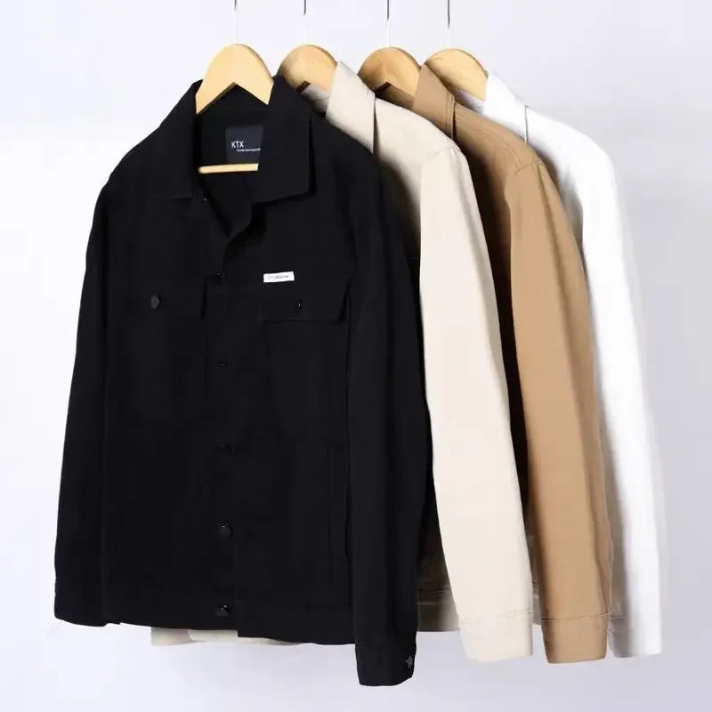 Button Black Denim Jackets Man Autumn Coat for Men Khaki Rock on Board Clothing Winter 2024 Designer Aesthetic Large Size