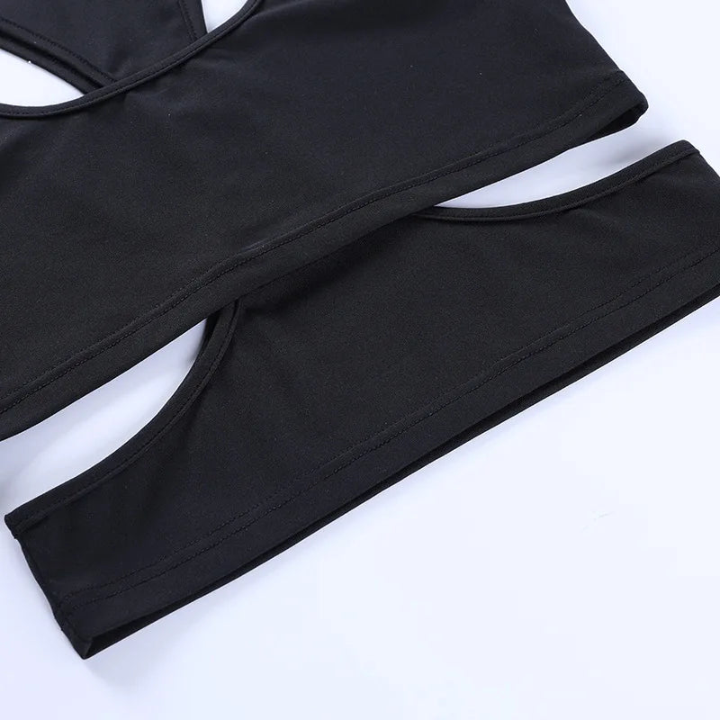 Sexy Tank Top Wrap Chest Hollow Out Halter Crop Tops Women Sleeveless Cropped Vest Camisole Tube Top Female