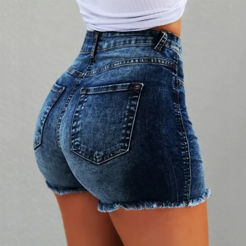 High Waist Hot Pants Women's Jeans Available in Multiple Colors Women's jeans Stretch Shorts Stretch Tassel Distressed