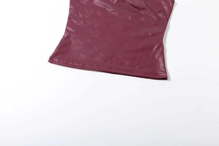 Weird Puss Faux Leather Camisole Tops Women Y2K Coquette Square Collar Skinny Midnight Street Club Trend Hottie Wild Basic Vest