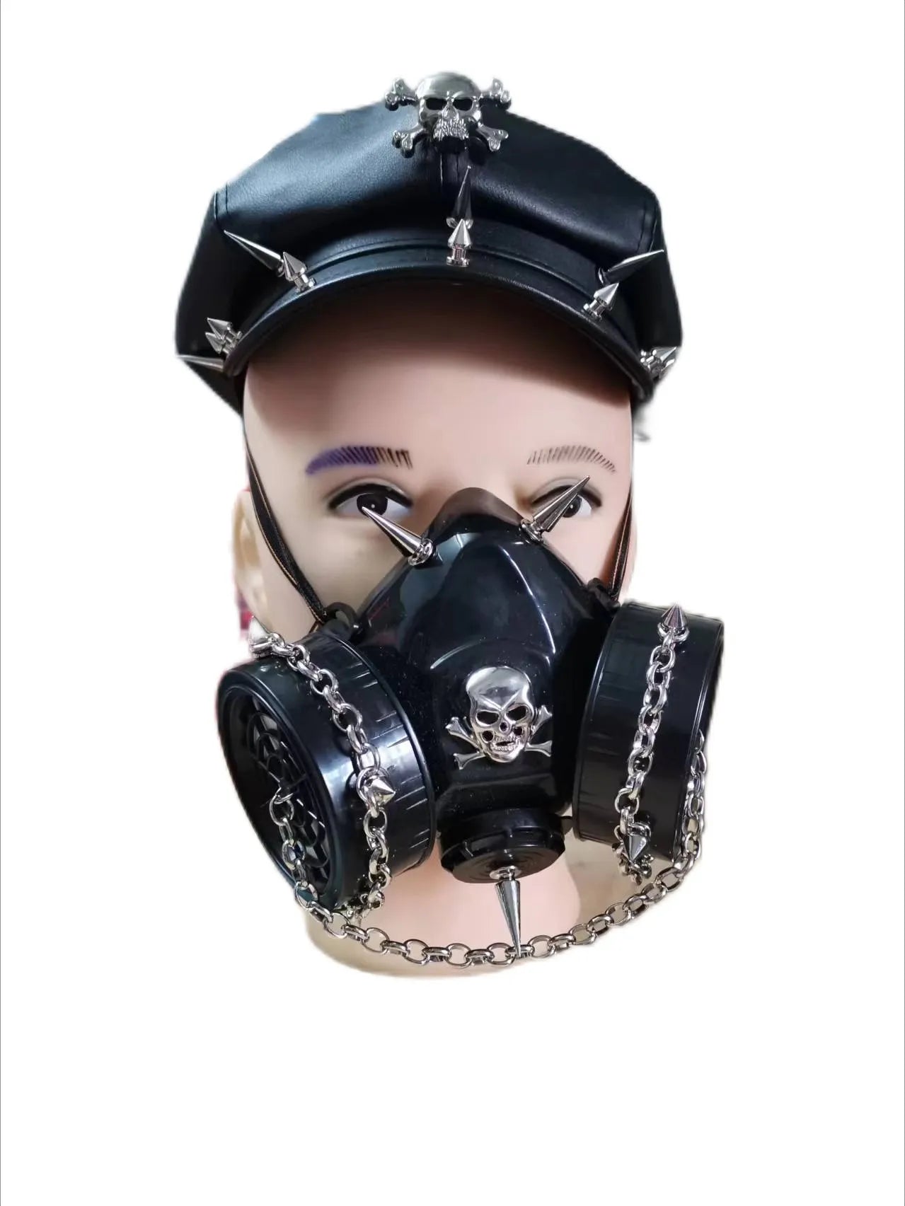 Women Lolita Y2k Steam Punk Gothic Harajuku Subculture Girl Riveted Motorcycle Hat Trendy Men's Personality Beret Stage Rock Hat