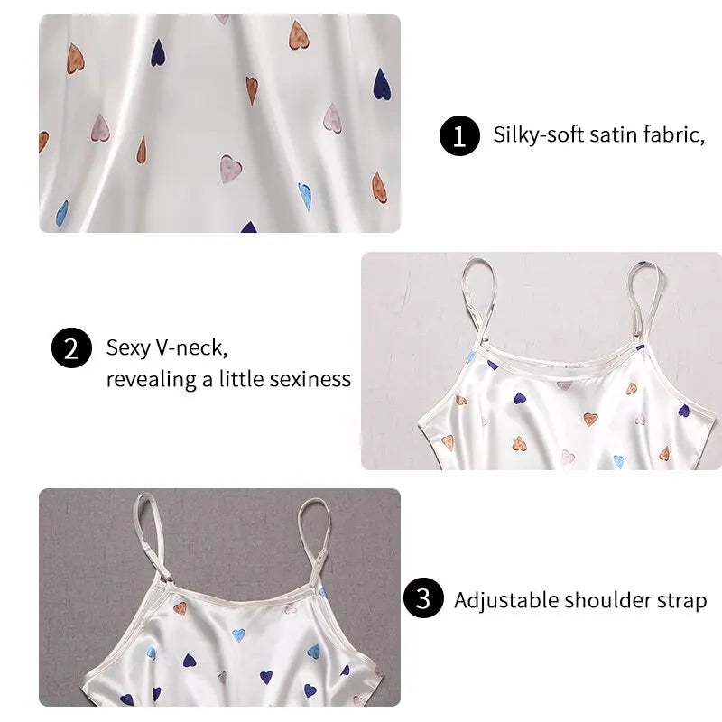 2026 New Ladies Sexy Nightgown Nightdress Women Sexy Lingerie Silk Satin Sleepwear Floral Pinting Nightwear Homewear Mini Dress