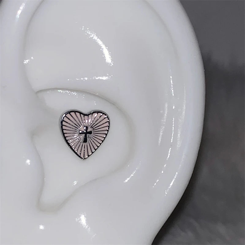 1pcs Silver Color Wing 316L Stainless Steel Ear Bone Nail for Women New Fashion Full of Rhinestone Earrings Accessories for Ear