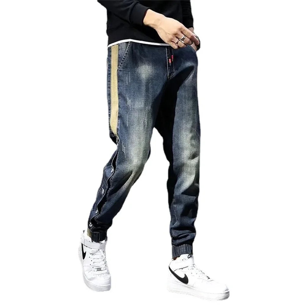 Denim Jeans Harem Pants Fashion Pockets Desinger Loose Baggy Moto Jeans Men Stretch Retro Streetwear Relaxed men clothing pants