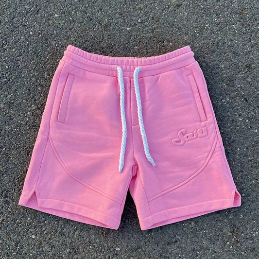 Y2K Harajuku Solid Shorts Man Letter Embossed Pink Sweatpants Hip Hop Retro Casual Stylish Comfortable Shorts Unisex Pants
