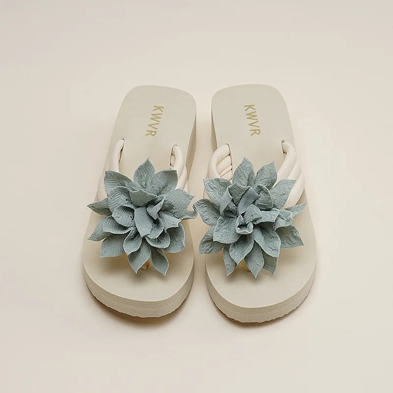 Adult 4cm Sponge Cake Thick Sole Flip Flops Summer 2026 Women's Versatile Conch Anti-slip Sandals Shiny Diamonds Beach Shoes
