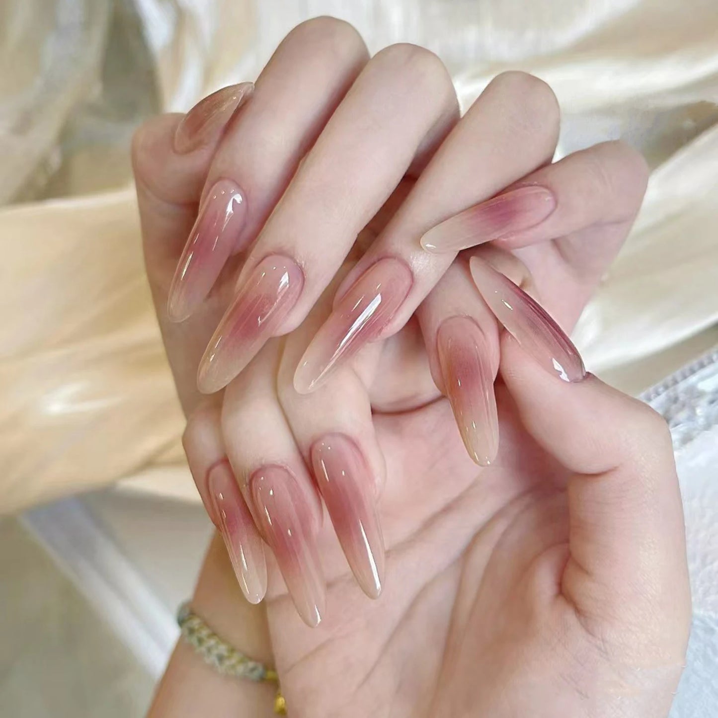 24pcs Long Pointed False Nails Solid Color Ins Simple Fake Nails Full Cover Wearable Artificial False Nail Patches Free Shipping