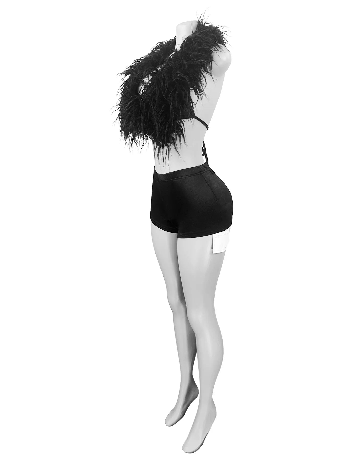 Weird Puss Sexy Hipster Fur 2Piece Set Women Luxury Tank Tops+Tight Stretch Shorts Y2K Summer  Midnight Clubwear Party Outfits
