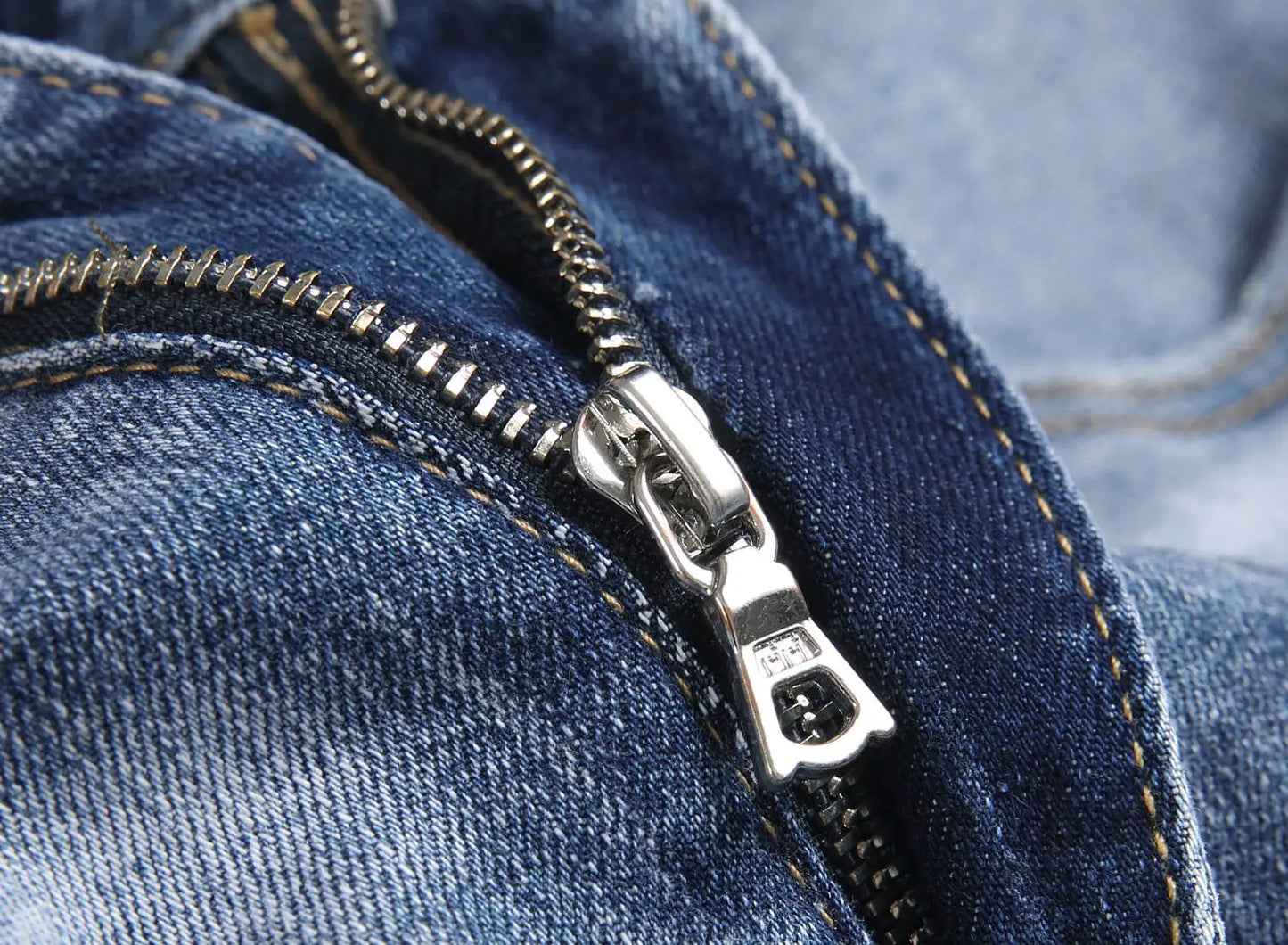 Current AM Brand Embroidered Distressed Patch High Street Youth Men's Slim Fit Skinny Pants