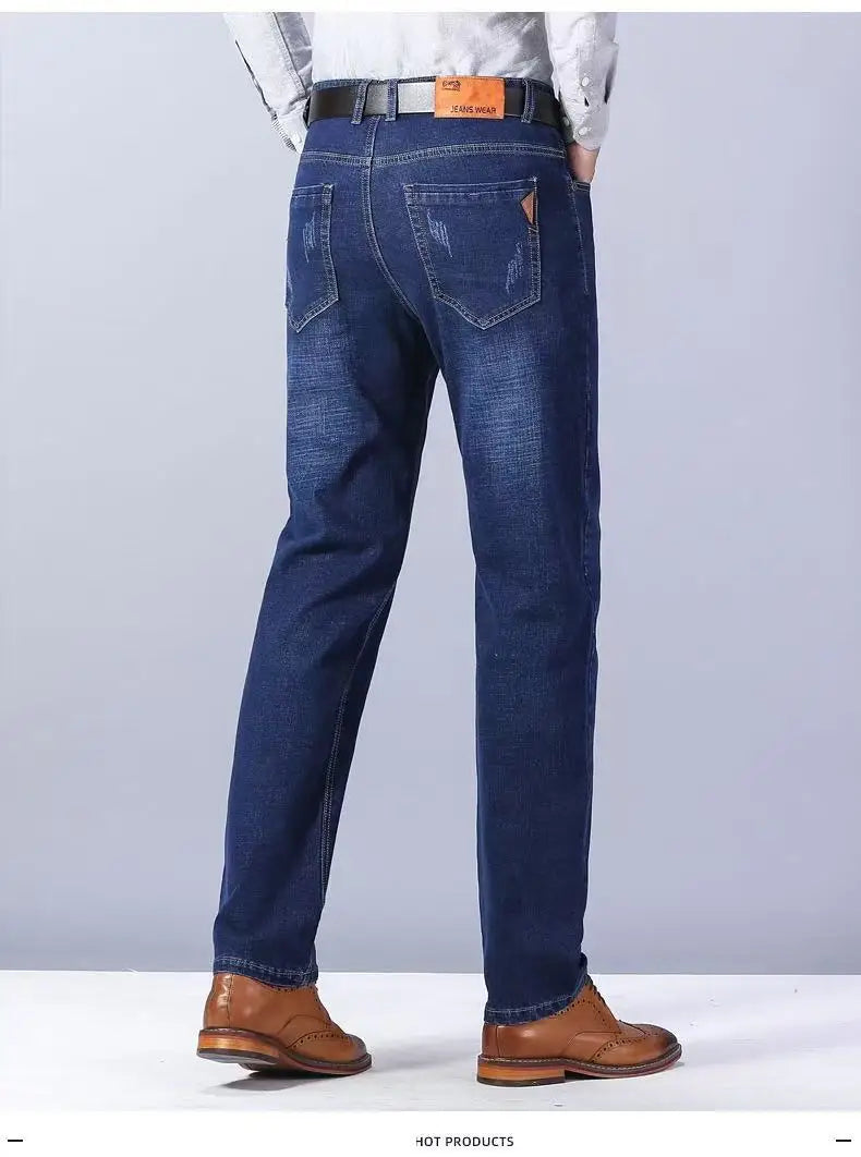 2025 Spring/Summer New Men's Jeans Micro Elastic Loose Straight Tube Business Casual Men's Pants Boutique Denim Series