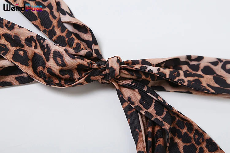 Weird Puss Halter Backless Tank Tops Women Sexy Hipster Swing Collar Leopard Print Summer Trend Hot Chick Wild Streetwear Vest