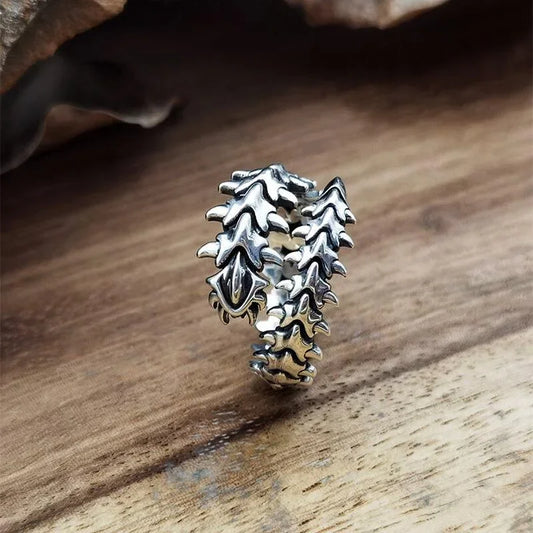 Vintage Gothic Keel Spine Rings For Women Men Antique Silver Hyperbole Centipede Open Ring Hip Hop Jewelry Y2K Fashion Rings