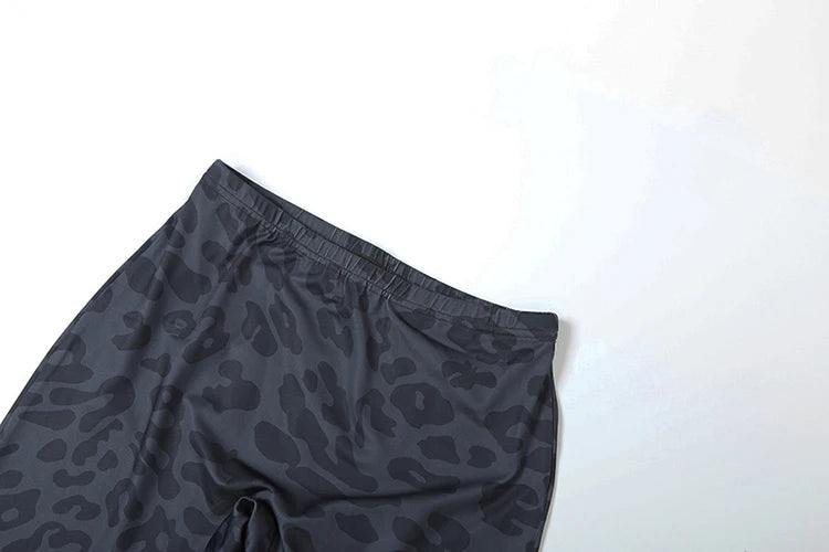 Weird Puss Letter Leopard Print 2 Piece Set Women Casual Zip Hooded Crop Jacke+Leggings Matching Stretch Sporty Street Outfits