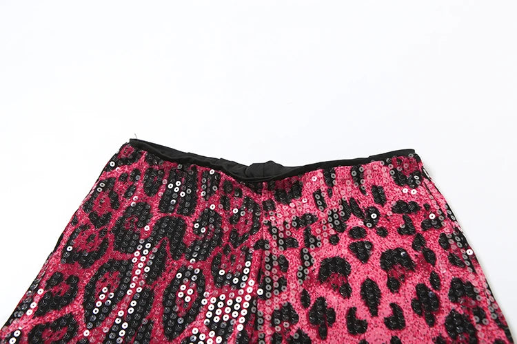 Weird Puss Leopard Print Mini Shorts Women Sequins Patchwork Wild Skinny Stretch Streetwear Autumn Midnight Sexy Trend Buttoms