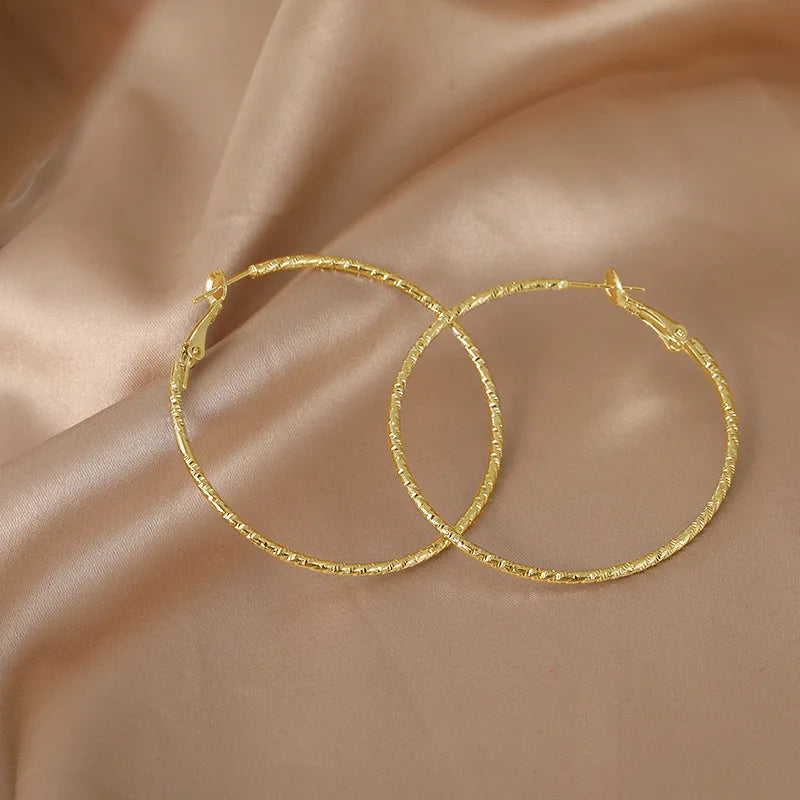Geometric Large Circle Hoop Earrings For Women Statement Gold Color Ear Ring Fashion Jewelry Accessories Nightclub DJ Boho