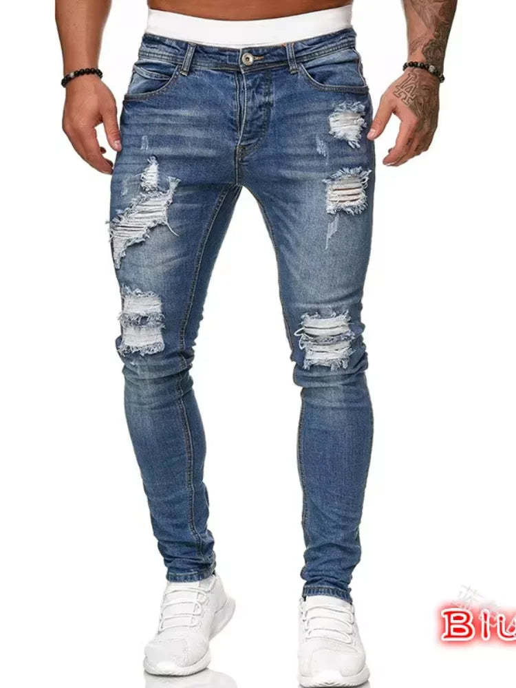 Denim Jeans Casual Skinny Pants Stretch Denim Trousers Male Slim Fit Straight Pants Fashion Jeans Soild Pencil Pants Man Clothing, men's jeans