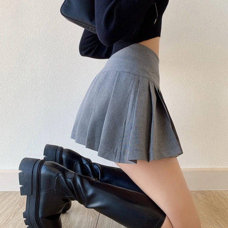 Fashion Slit Women Pleated Skirt Summer High Waist Sexy Mini Skirt White Jk Korean Girl Dance Skirt