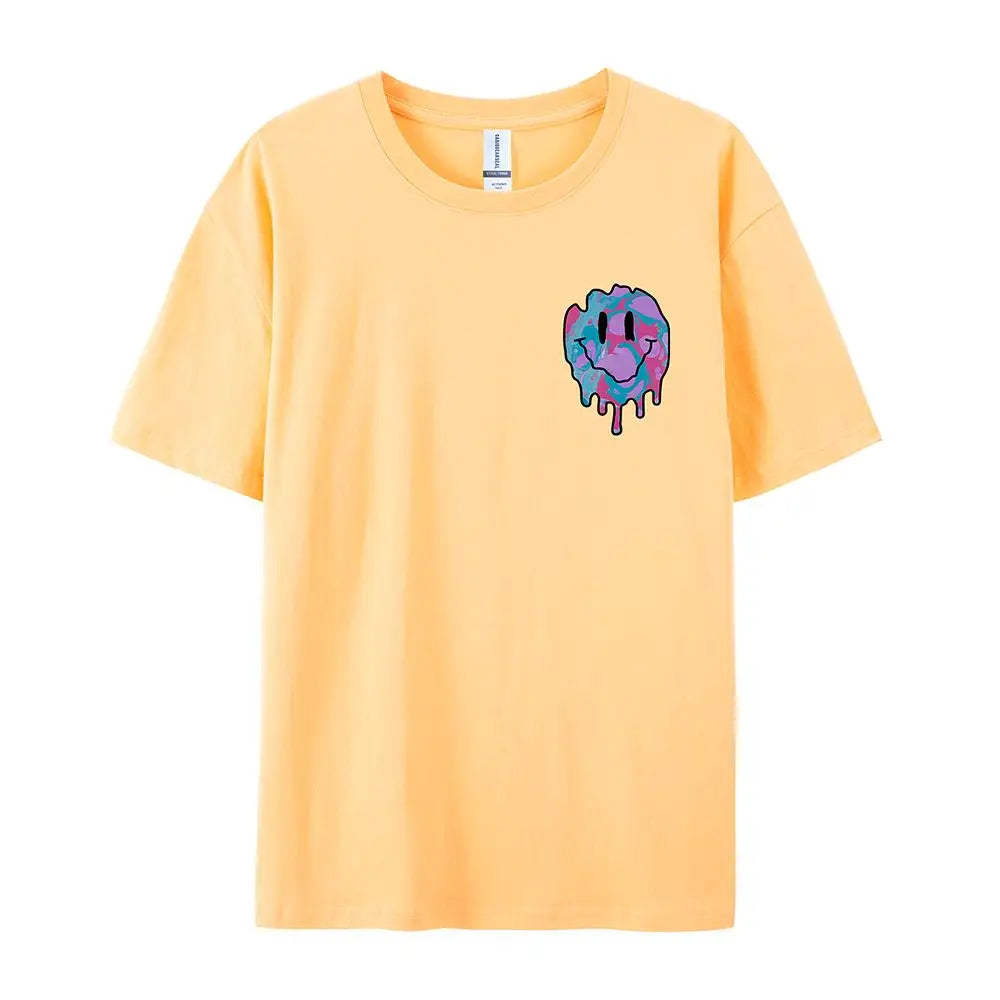 Funny Smile Face Print Female Tshirt Street Casual All Match T-Shirt Fashion Soft Clothes Hip Hop Breathable Tee Shirts Women