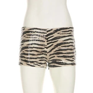 STYLISH LADY Shiny Sequined Pink Leopard Printed Shorts 2025 Summer Women High Waist Luxury Spicy Girl Sexy Clubwear Short Pants