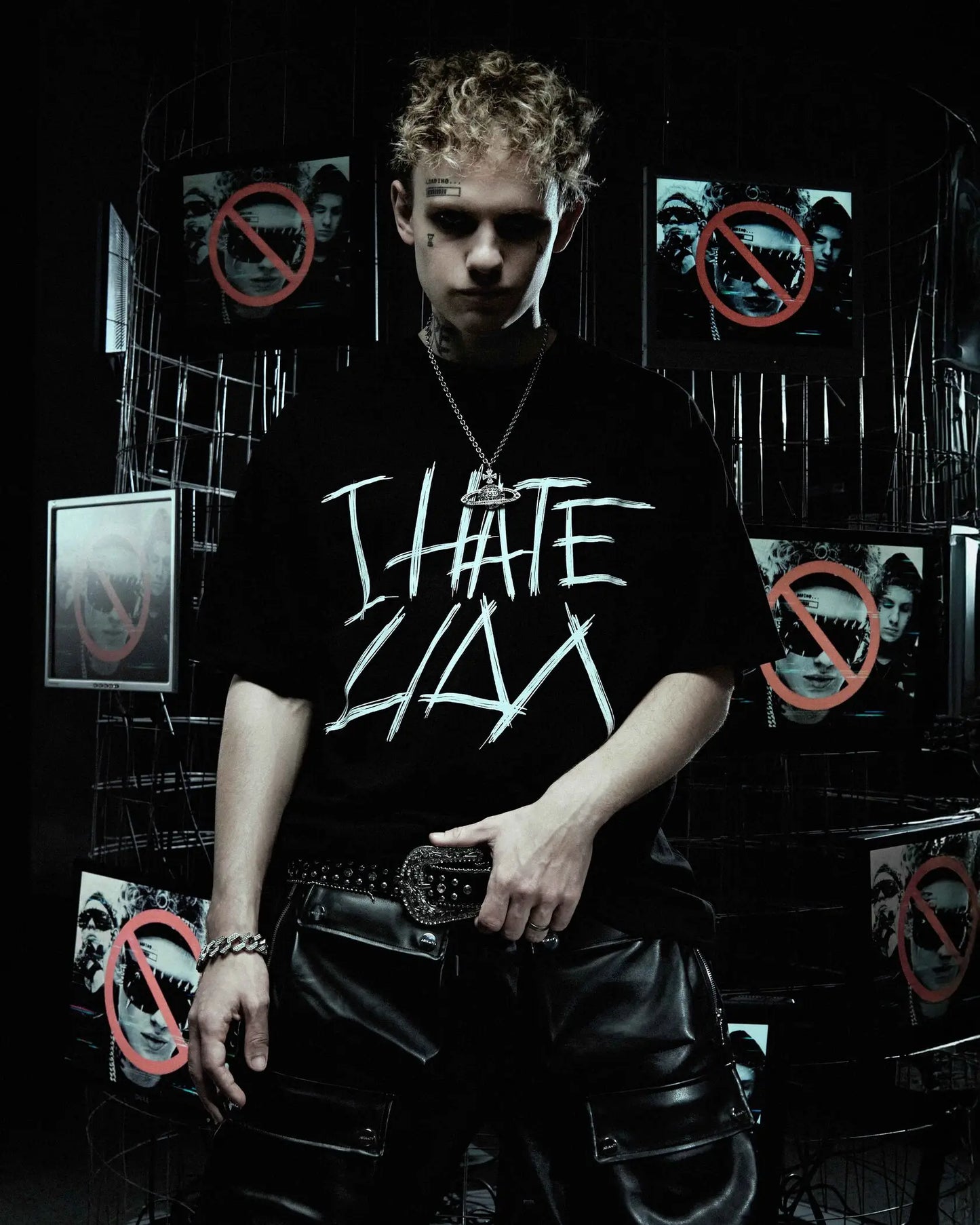 Oversized Men's Clothing Streetwear I HATE LIDA Print Hip Hop Korean Short Sleeve Y2k Tops Tee Cotton Graphic Unisex Tshirt Goth