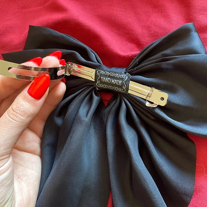 Women Girl Large Bow Hairpin Korean Headbands for Women Big Bowknot Barrettes Wedding Solid Color Ponytail Clip Hair Accessories
