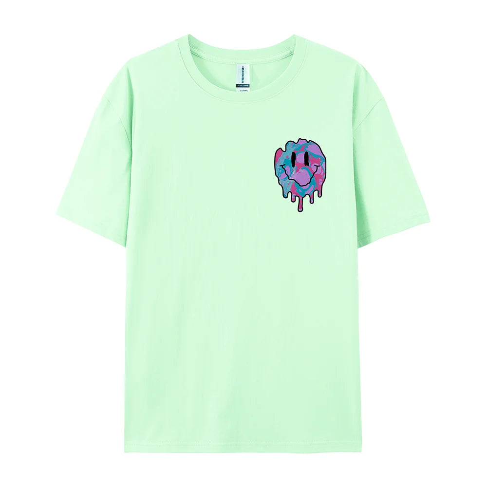 Funny Smile Face Print Female Tshirt Street Casual All Match T-Shirt Fashion Soft Clothes Hip Hop Breathable Tee Shirts Women