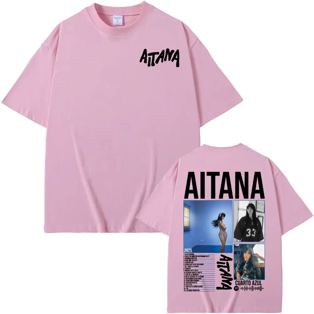 Singer Aitana Cuarto Azul Tour Graphic T Shirts Men Women Fashion Aesthetic Short Sleeve T-shirt Cotton Casual Oversized T Shirt
