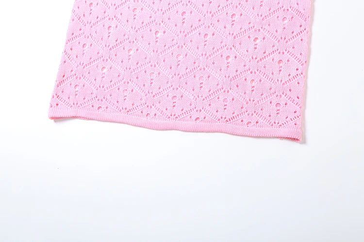 Weird Puss Beach Crochet Women Summer 2 Piece Set Applique Halter Bandage Camisole+Maxi Skirts Sexy Matching Vacation Clubwear