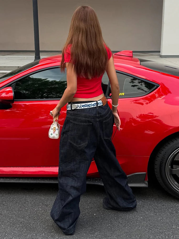 Weird Puss Sexy Letter Print T-Shirt Women Hollow Cheongsam Button V Neck Midnight Hottie Versatile Street Skinny Crop Tops