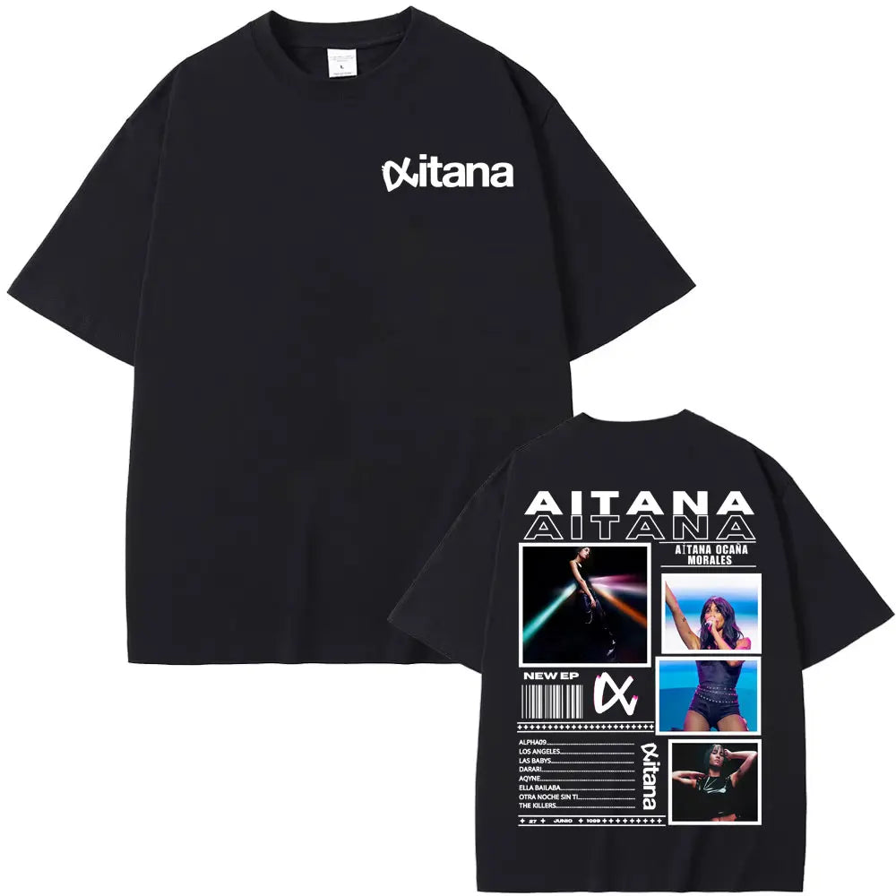 Singer Aitana Cuarto Azul Tour Graphic T Shirts Men Women Fashion Aesthetic Short Sleeve T-shirt Cotton Casual Oversized T Shirt