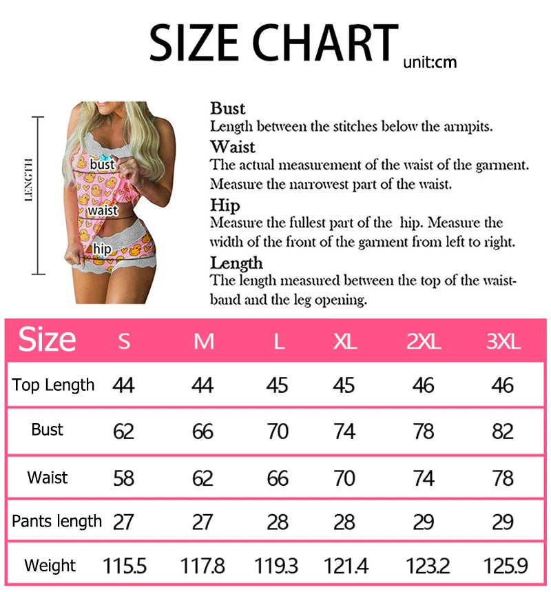 2 Pieces Set Women'S Pajama Shorts Suit Homewear Print Underwear Pijama Sexy Lingerie Camisoles Tanks Nighty Sling Sleepwear