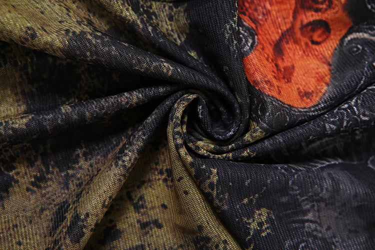 Weird Puss Tie-Dye Print Jumpsuit Women Fitness Stretch Tight Sexy o-Neck Full Sleeve Skinny Streetwear Autumn Zip Slim Overalls